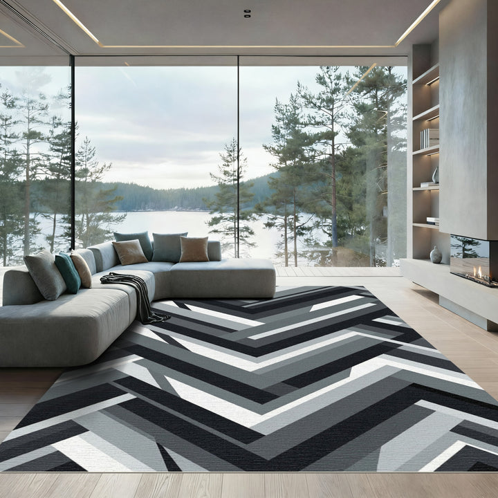 Monochromatic Chevron Stripes Rug