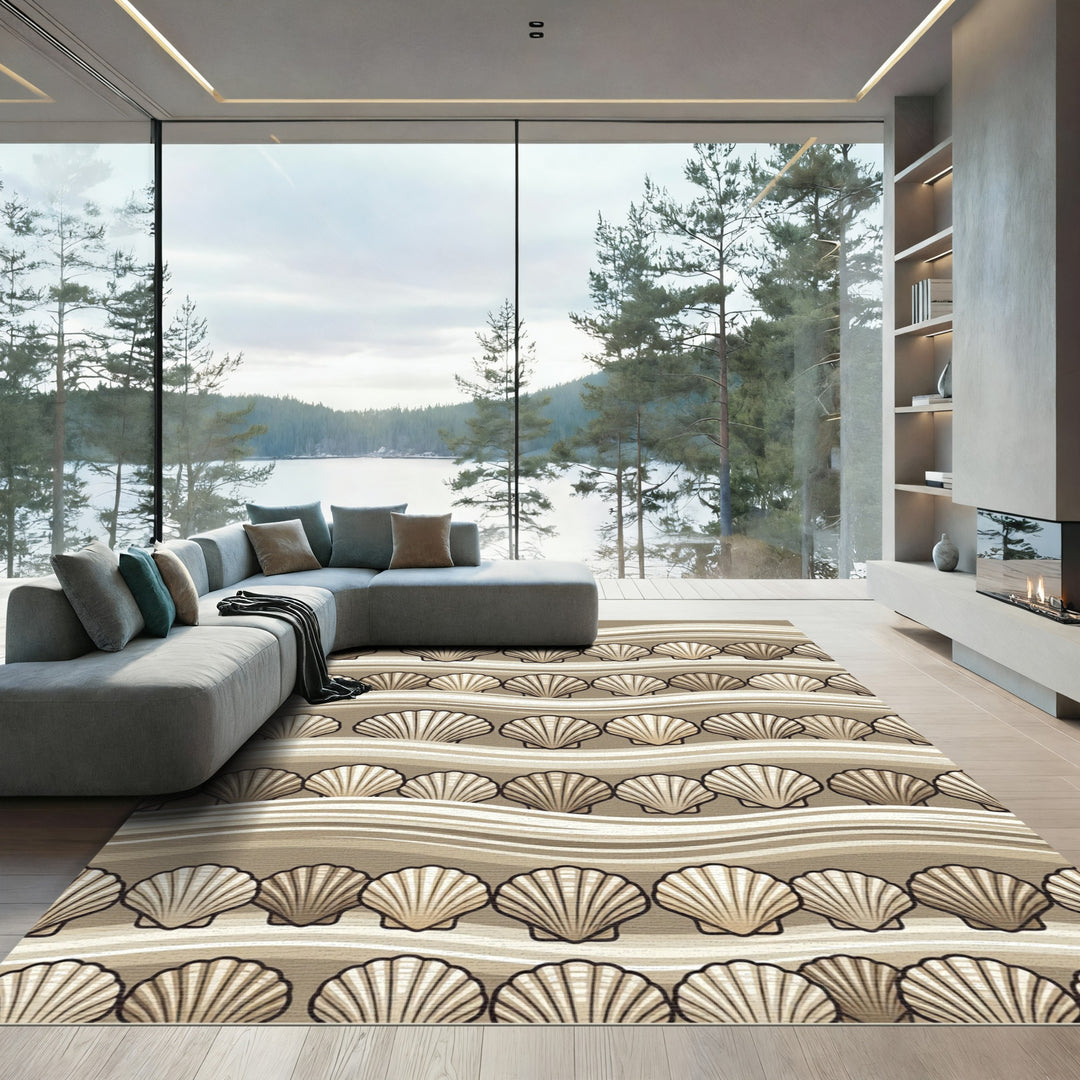 Seashell Coastal Wave Composition Rug
