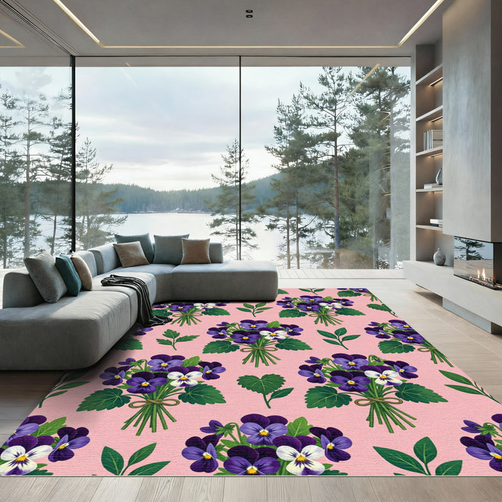 Purple Violet Garden Bouquet Rug