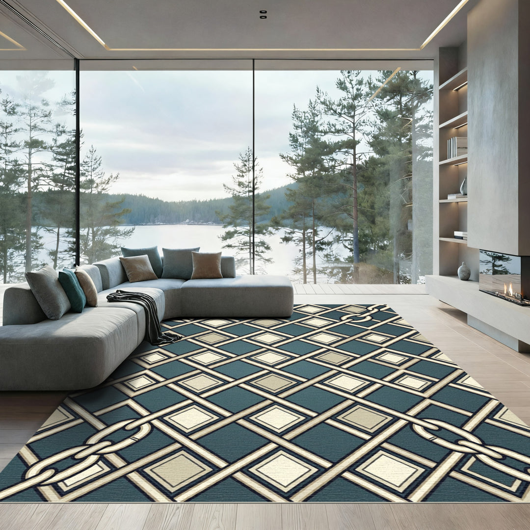 Elegant Chain Link Geometric Rug