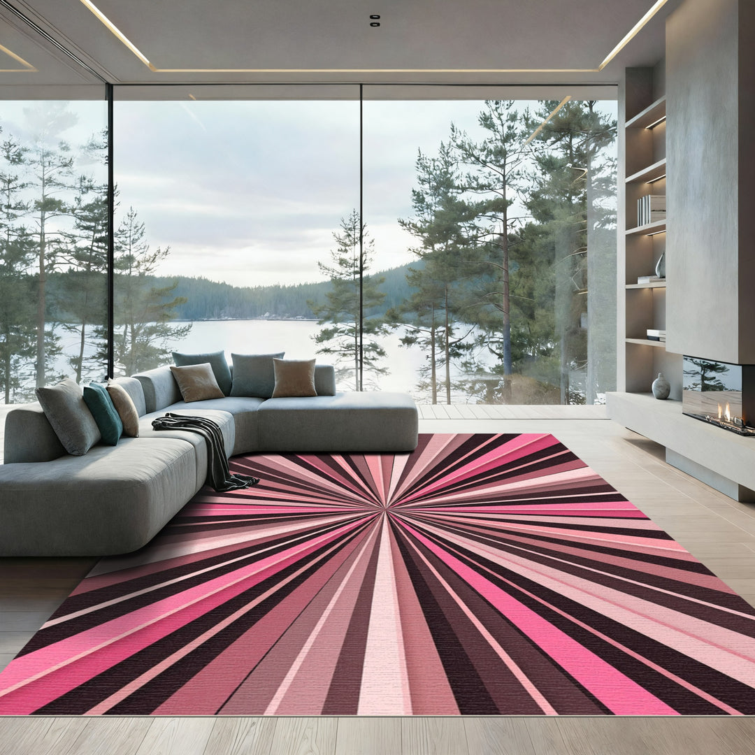 Pink Sunburst Streaks Rug