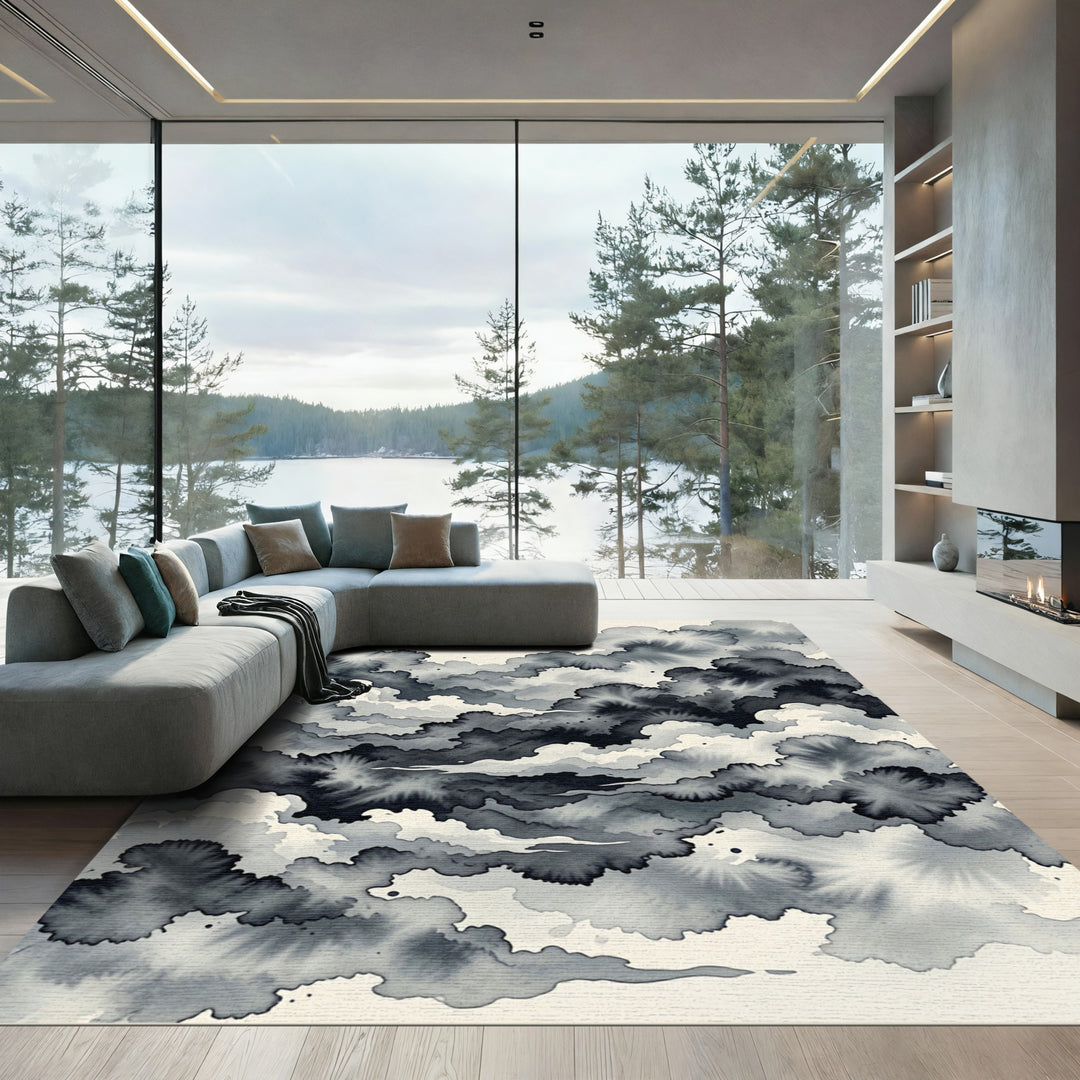 Ebony Cloudburst Watercolor Rug