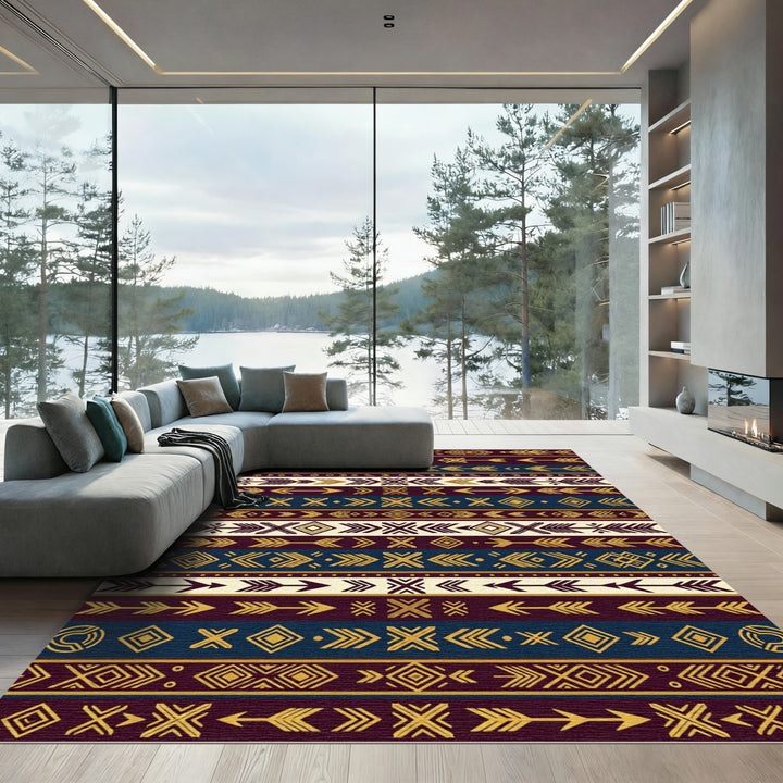 Tribal Arrow Motif Golden Rug