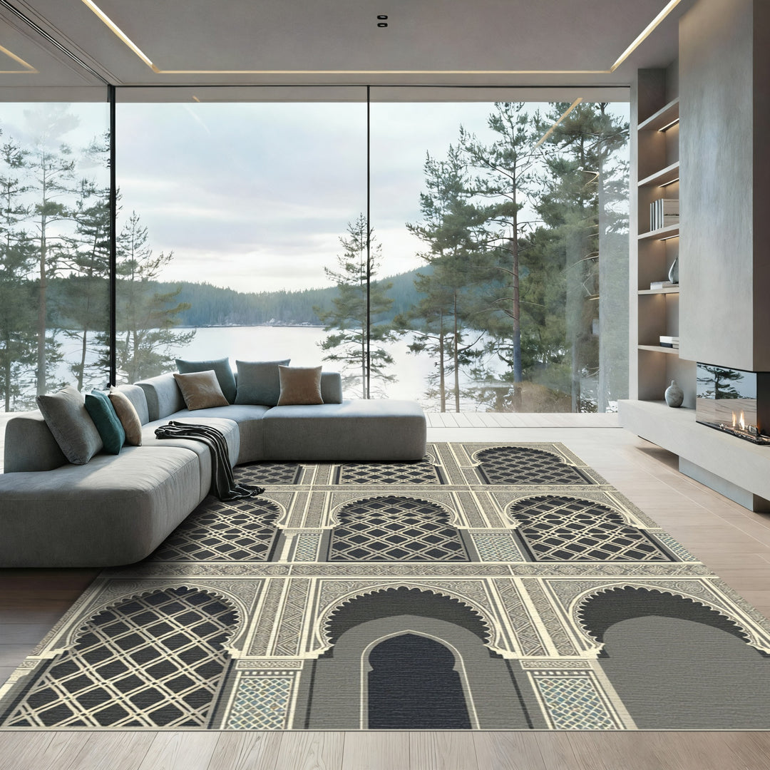 Islamic Archway Geometric Cream Rug