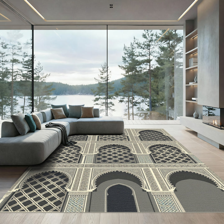 Islamic Archway Geometric Cream Rug