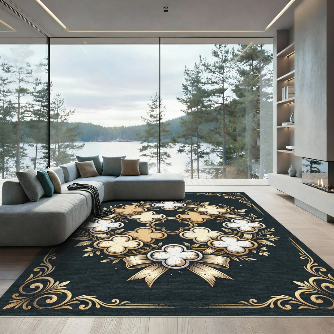 Golden Clover Garland With Ribbon Rug