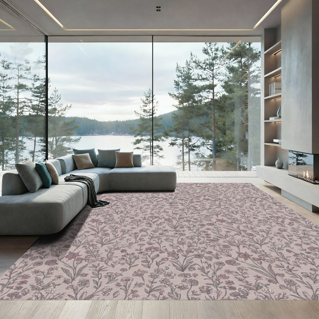 Muted Lavender Botanical Meadow Rug