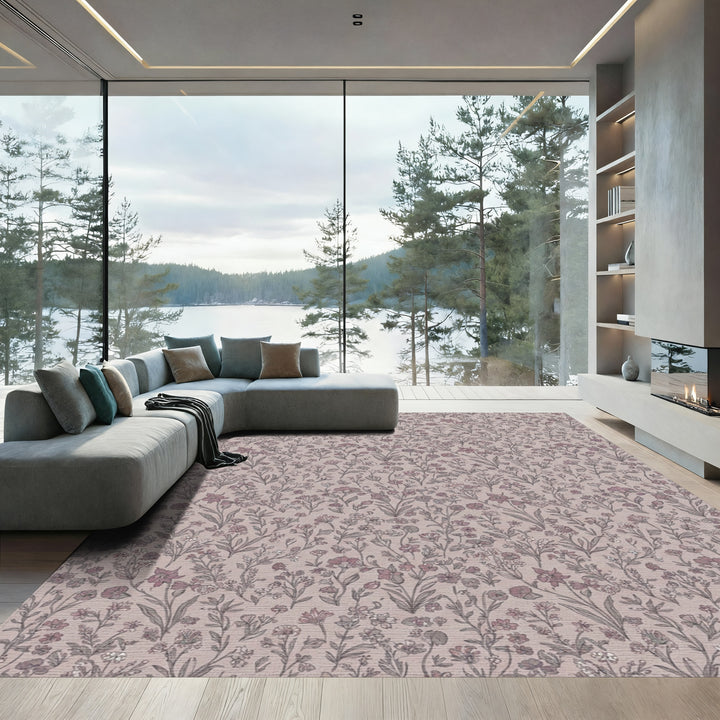 Muted Lavender Botanical Meadow Rug