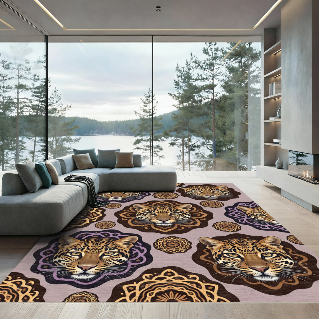 Leopard Mandala Medallion Art Rug