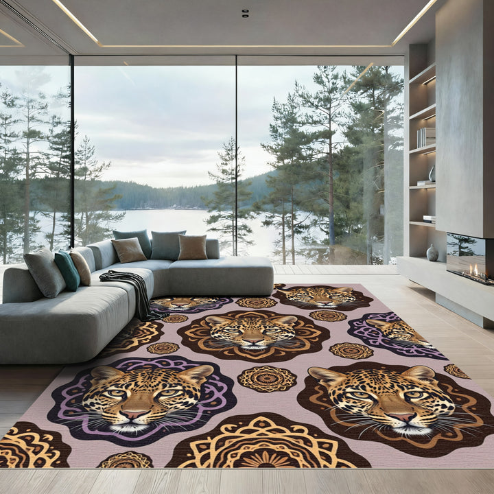 Leopard Mandala Medallion Art Rug