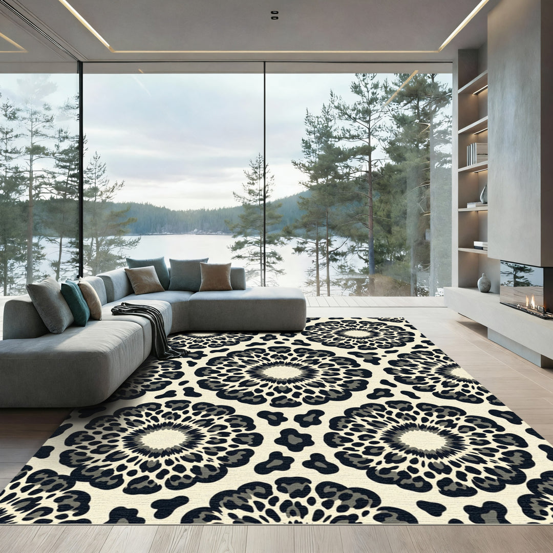 Monochromatic Leopard Circles Rug