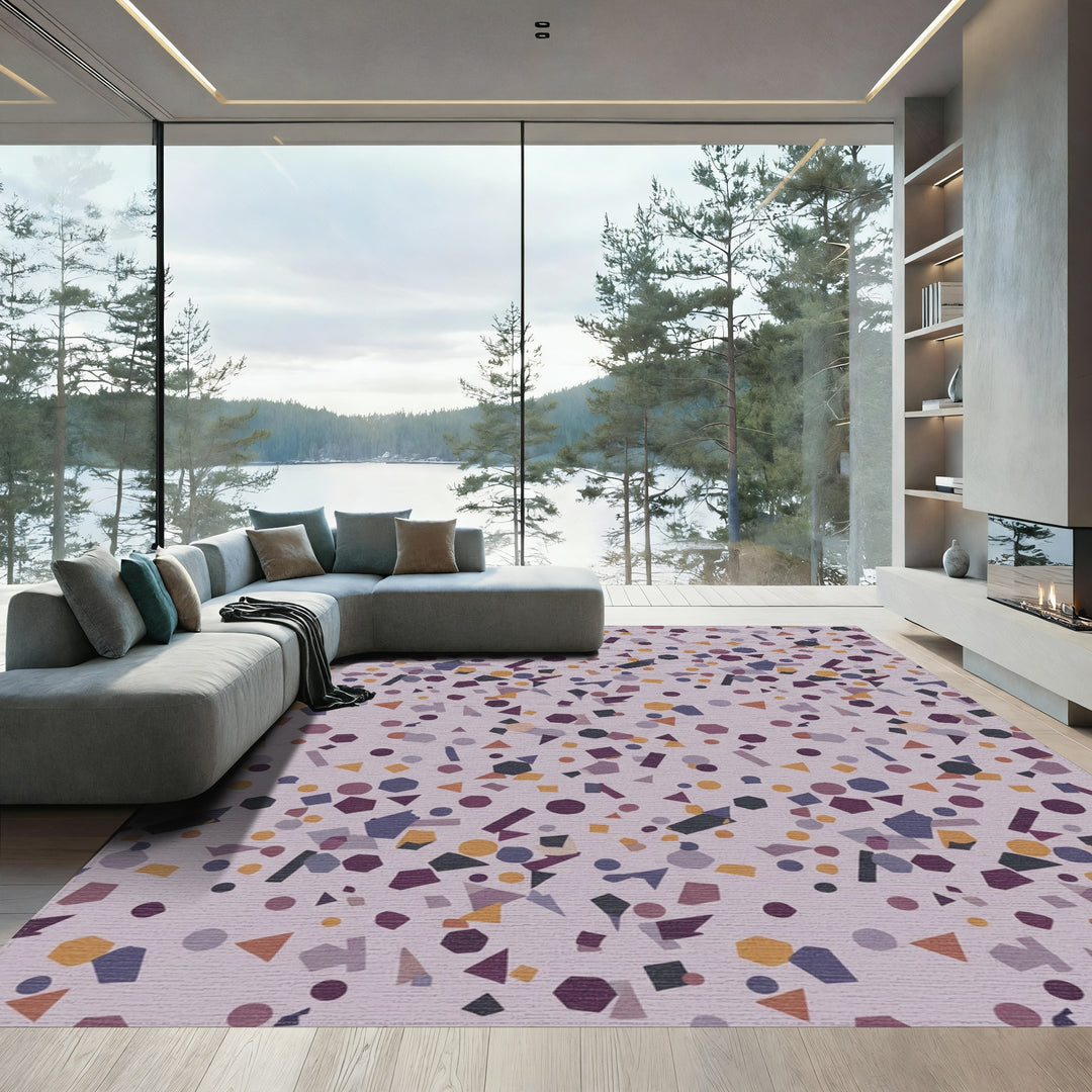 Muted Geometric Shapes Confetti Rug