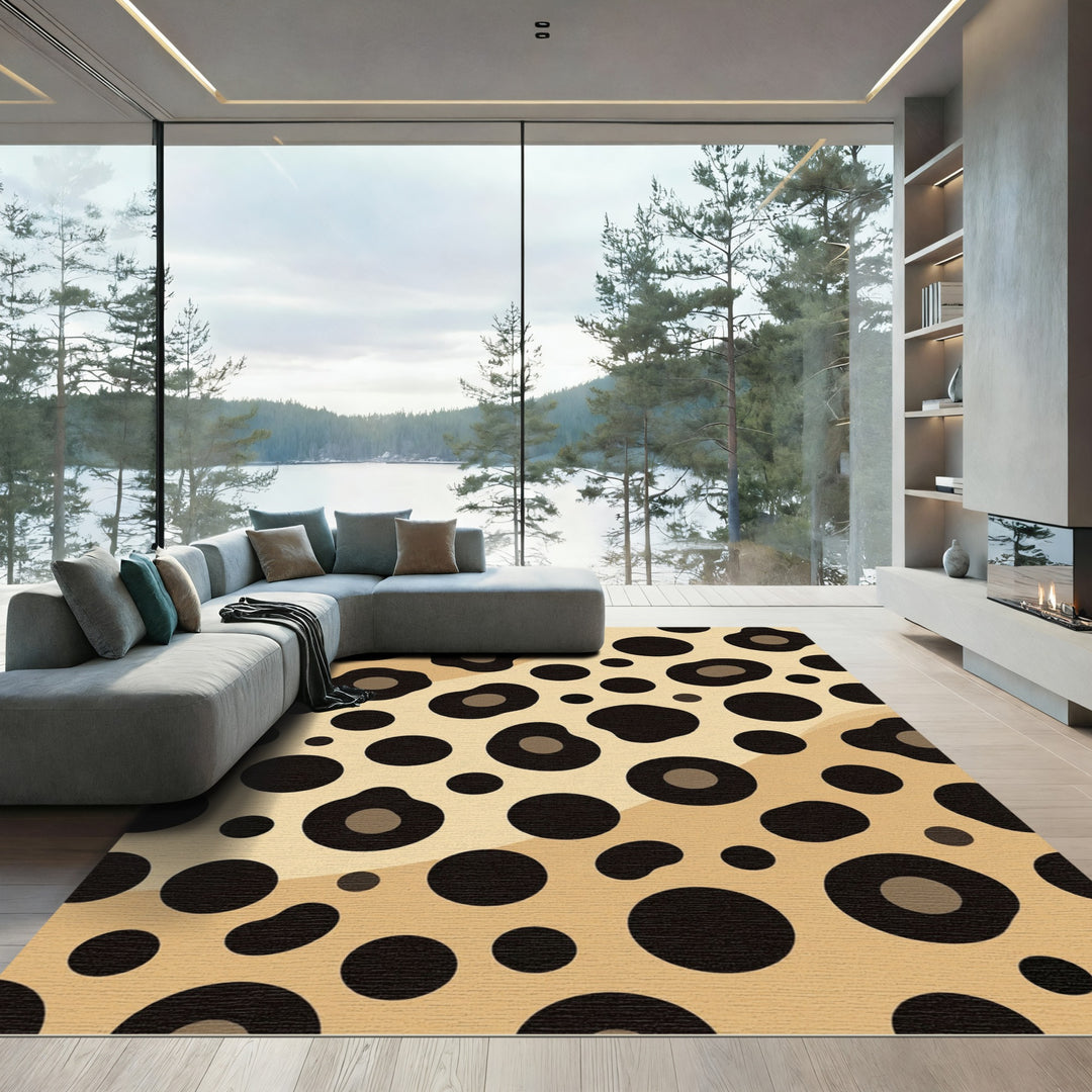 Cheetah Spot Gold Black Round Rug