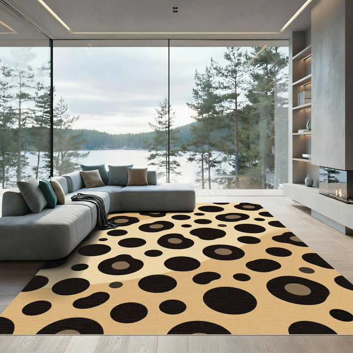 Cheetah Spot Gold Black Round Rug