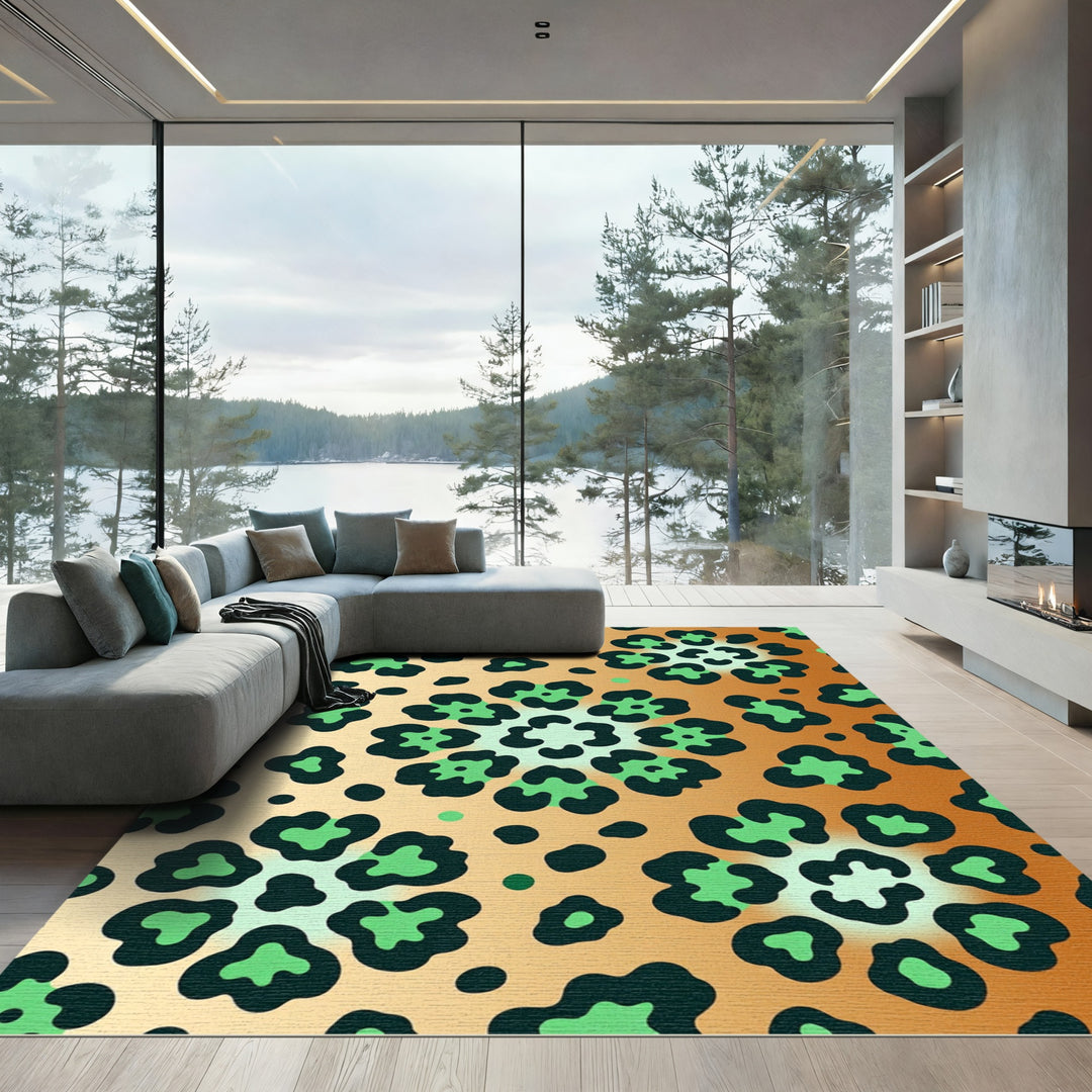 Green Leopard Spots Gradient Area Rug