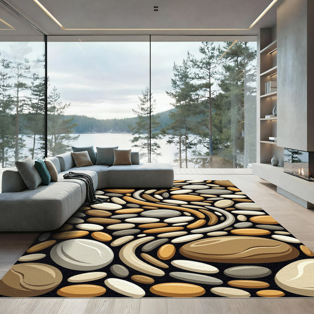 Earthy Smooth Pebble Swirl Rug