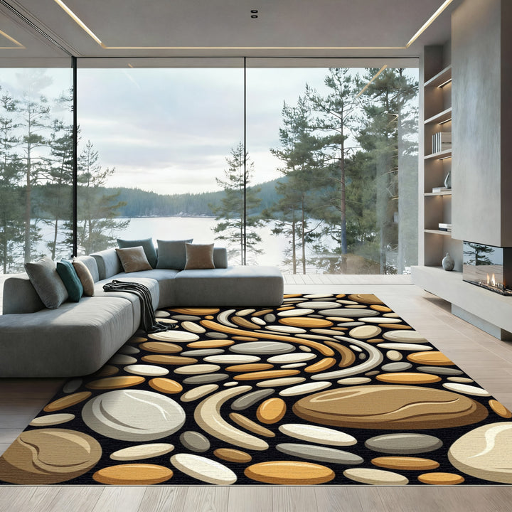 Earthy Smooth Pebble Swirl Rug