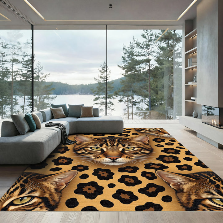 Leopard Head And Spots Rug