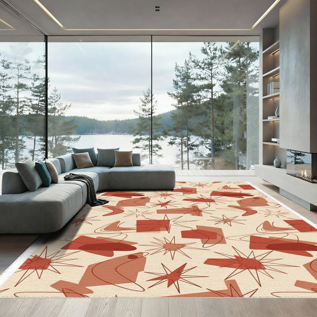 Retro Starburst Boomerang Shapes Rug