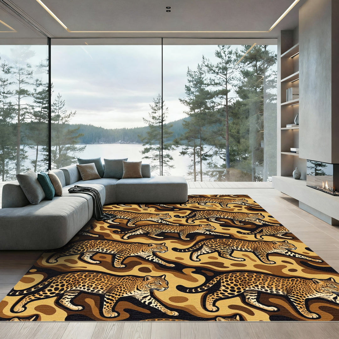 Golden Leopard Camouflage Jungle Rug