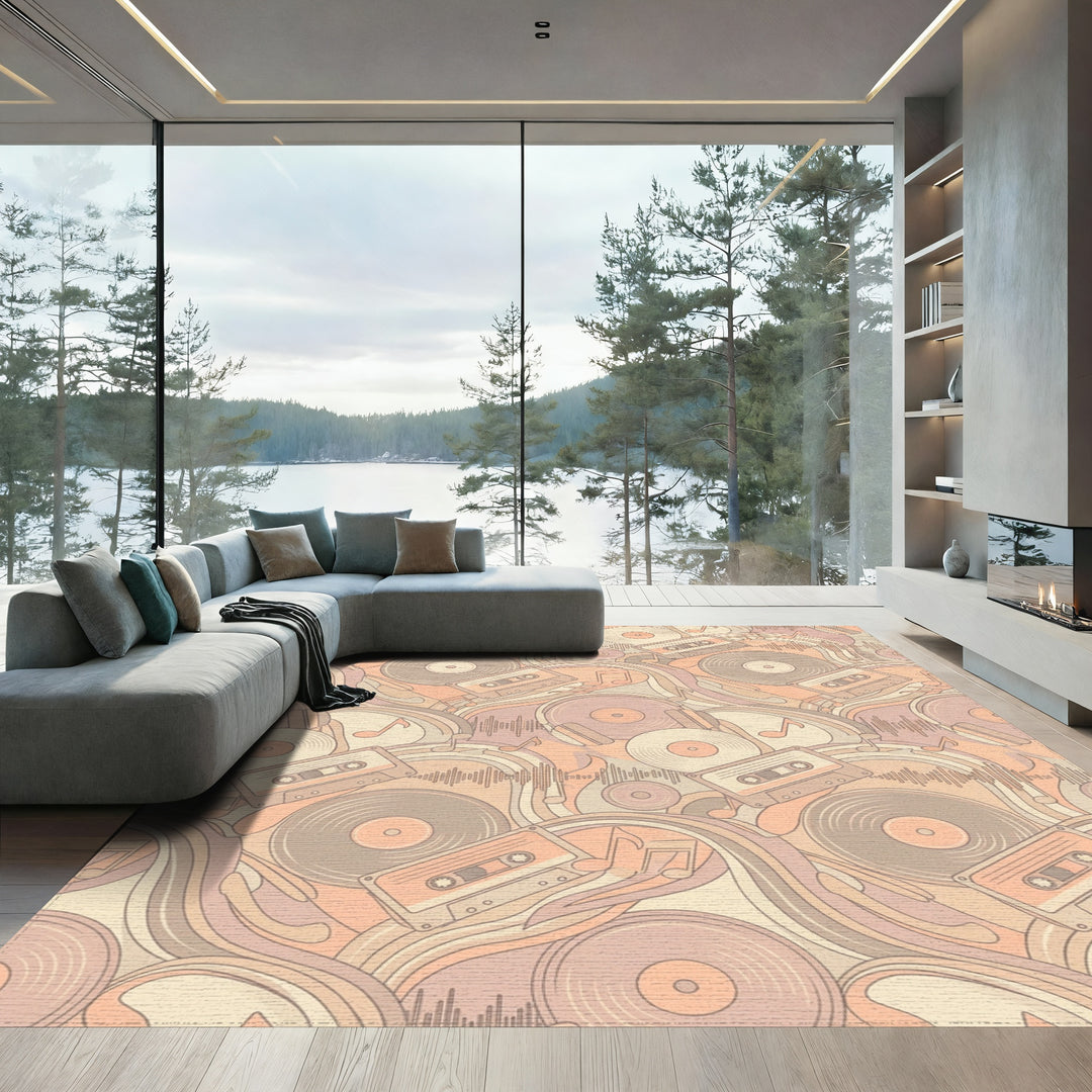 Retro Cassette Vinyl Record Wave Rug