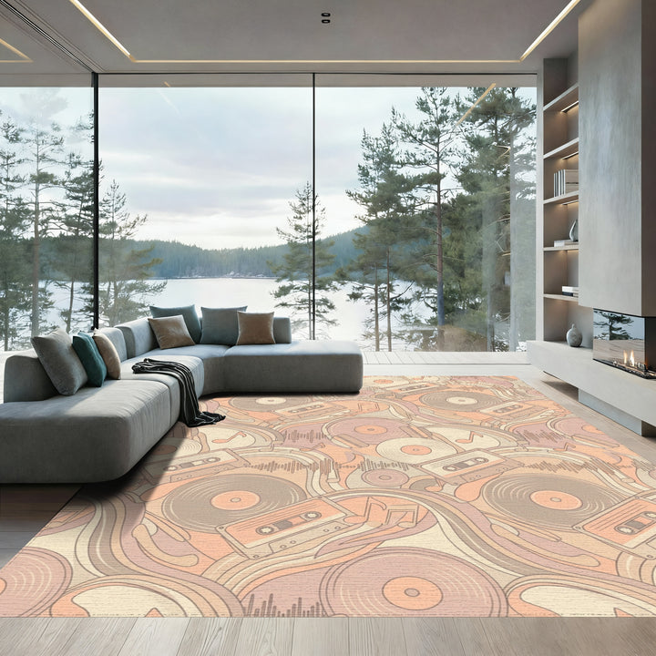 Retro Cassette Vinyl Record Wave Rug