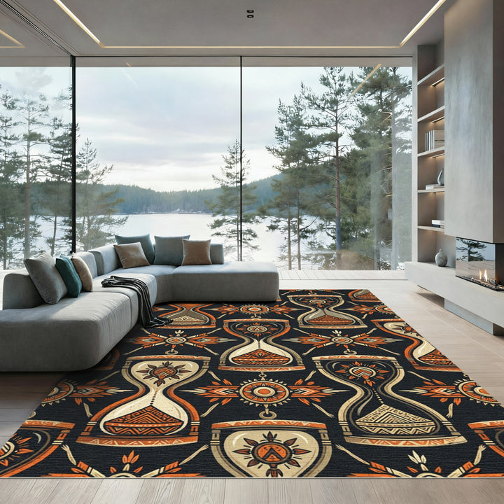 Tribal Hourglass Sunburst Rug