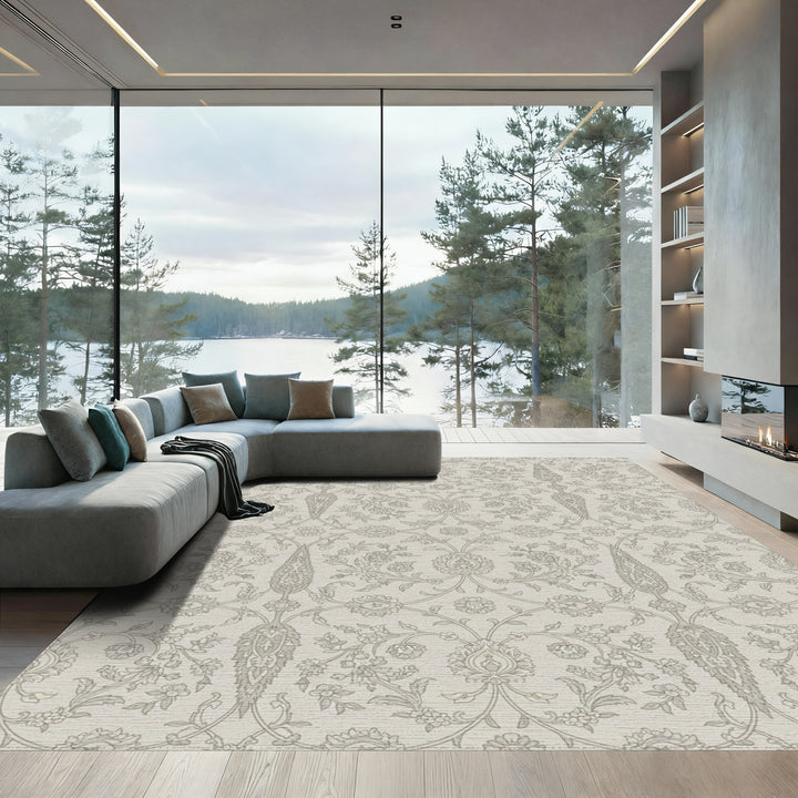 Elegant Stone Floral Archway Serpentine Rug