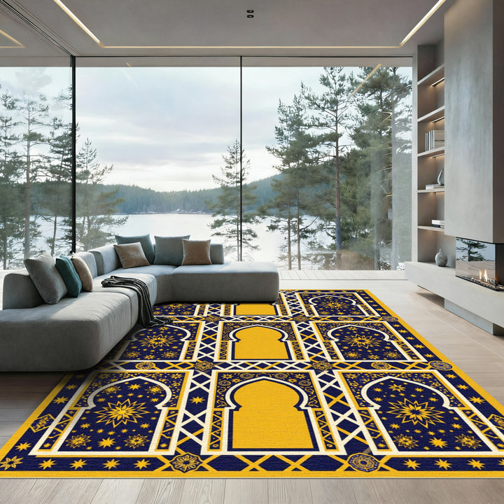 Golden Star Arabesque Geometric Rug