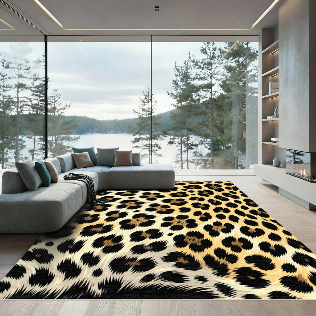 Golden Leopard Spots with Black Accents Rug