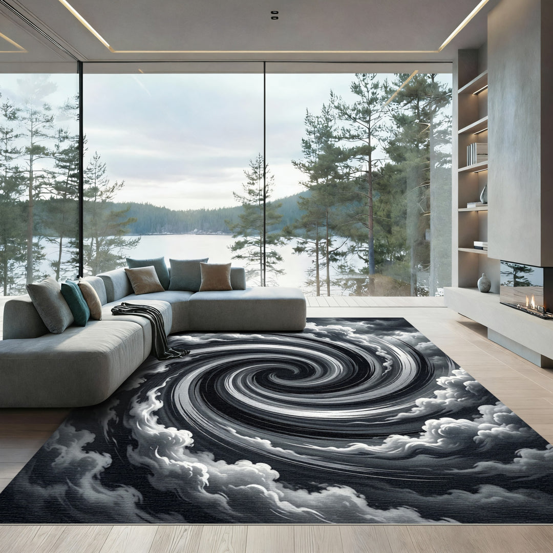 Monochromatic Spiral Vortex Cloud Rug
