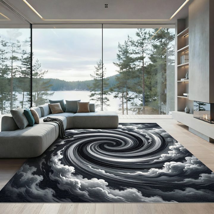 Monochromatic Spiral Vortex Cloud Rug