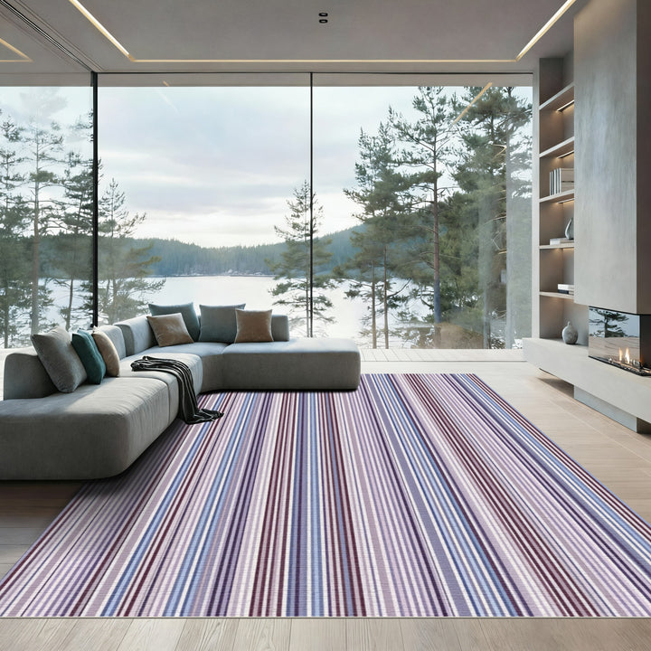 Amethyst Blue Vertical Stripe Rug