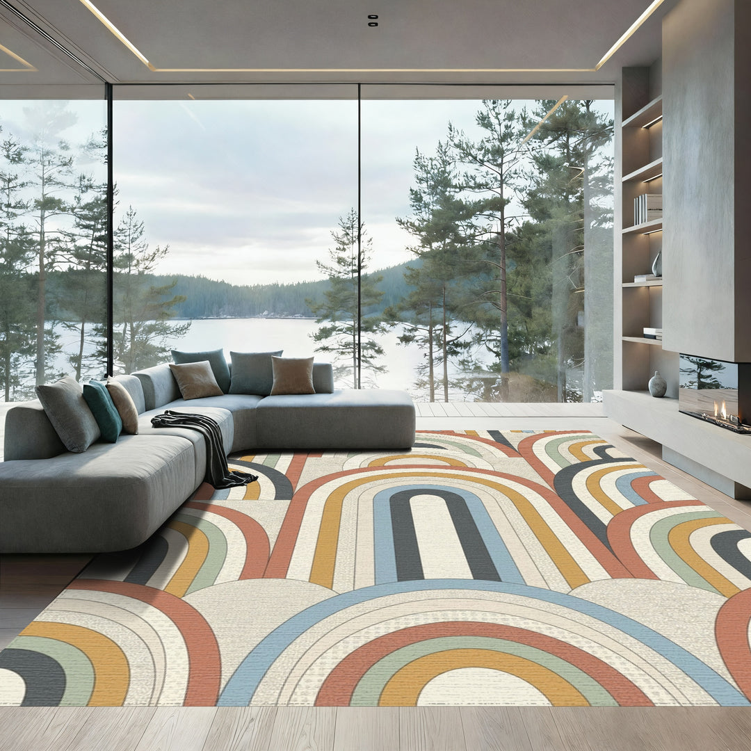 Retro Rainbow Arc Collection Rug