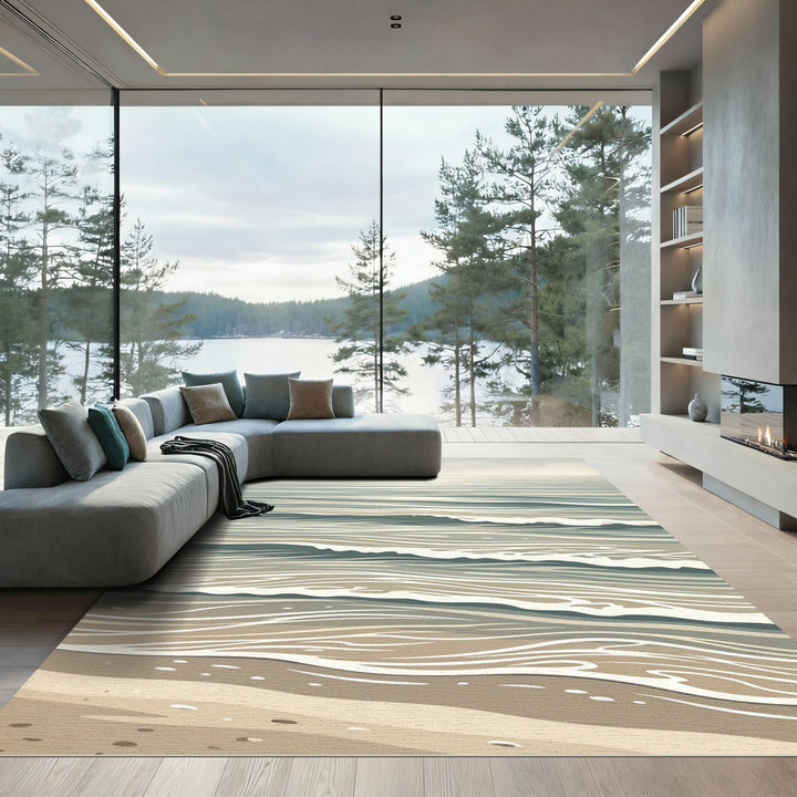 Calm Beach Abstract Water Rug