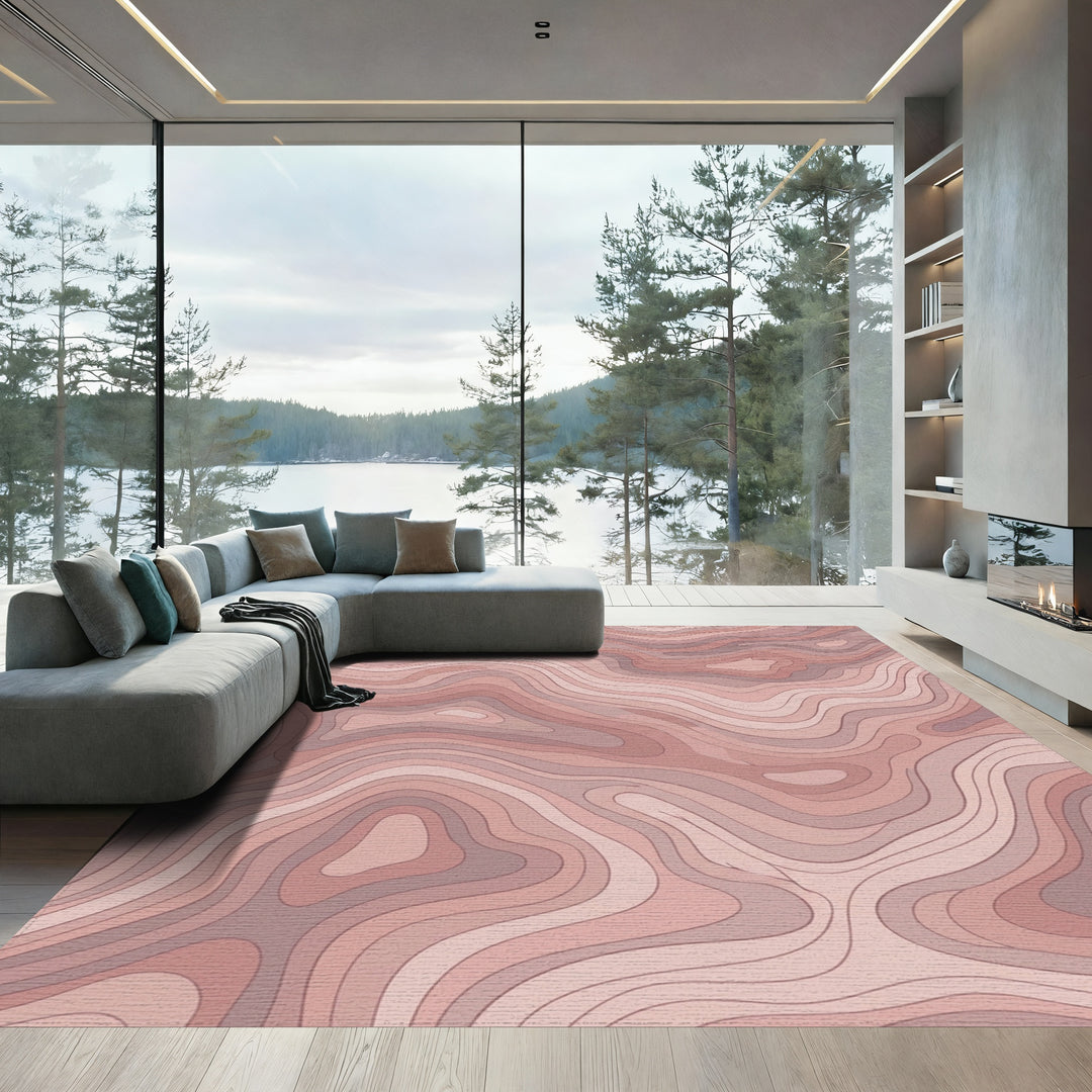 Blush Contour Topographic Waves Rug