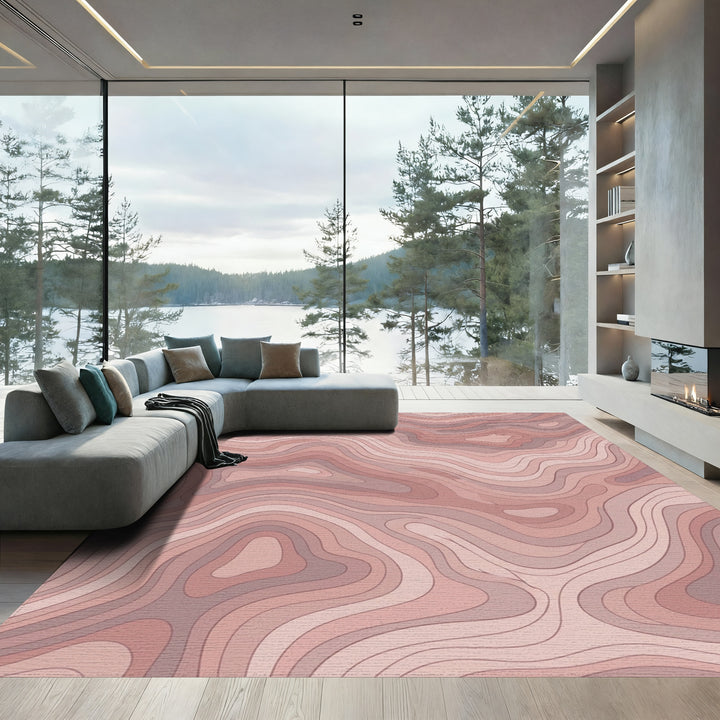 Blush Contour Topographic Waves Rug