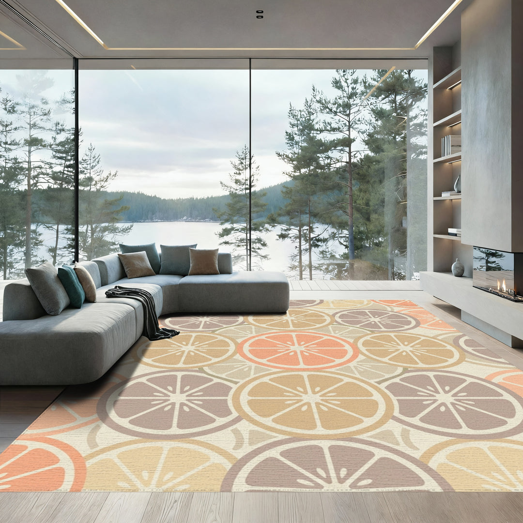 Retro Citrus Slices Arrangement Rug