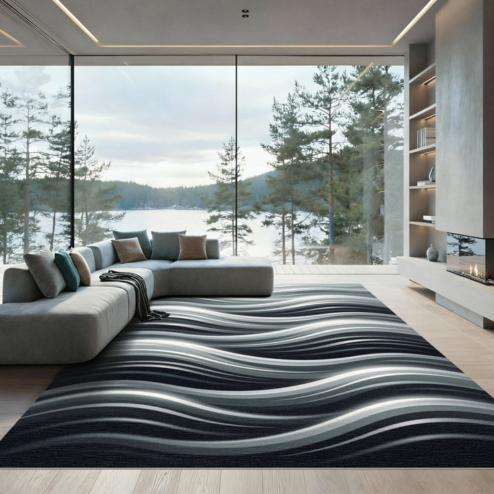 Sophisticated Gray Wave Rug