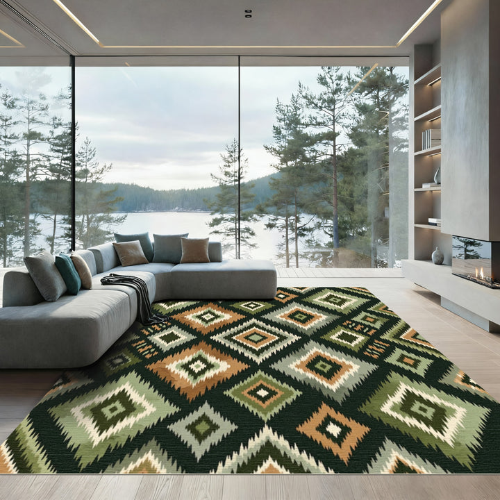 Geometric Diamond Ethnic Tribal Rug