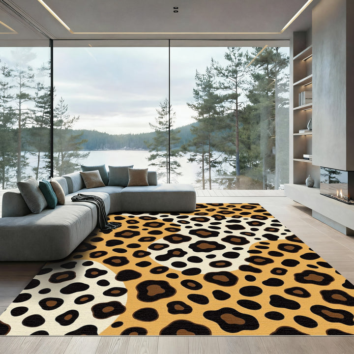 Bold Leopard Spots Cream Wash Rug