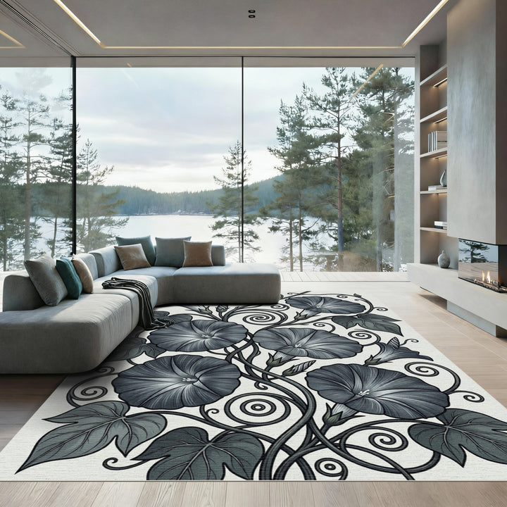 Art Nouveau Gray Morning Glory Rug