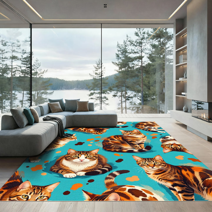 Playful Bengal Cat Collection Rug