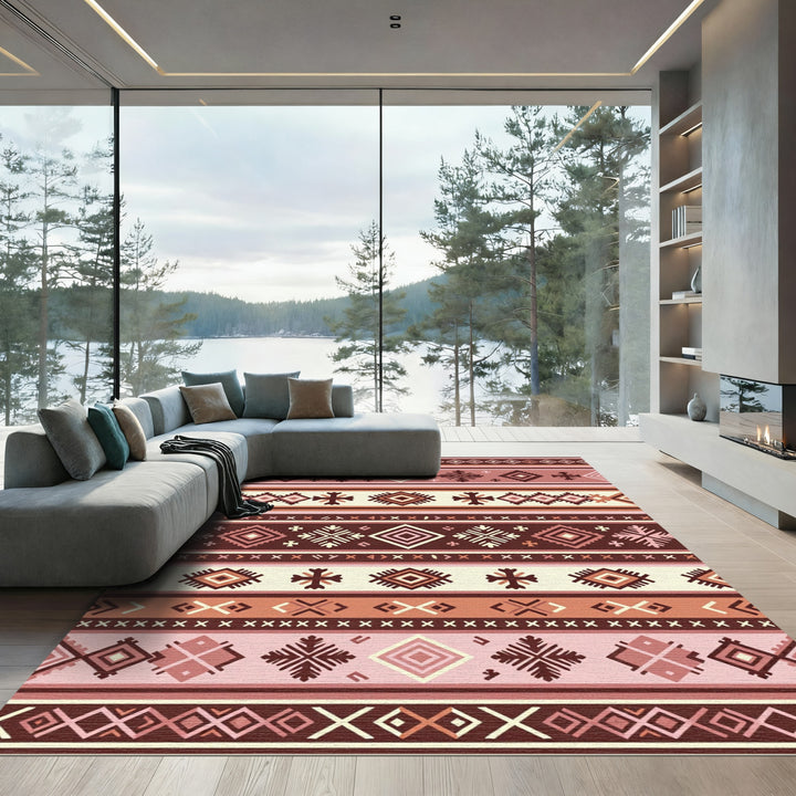 Tribal Earth Tone Diamond Geometric Rug