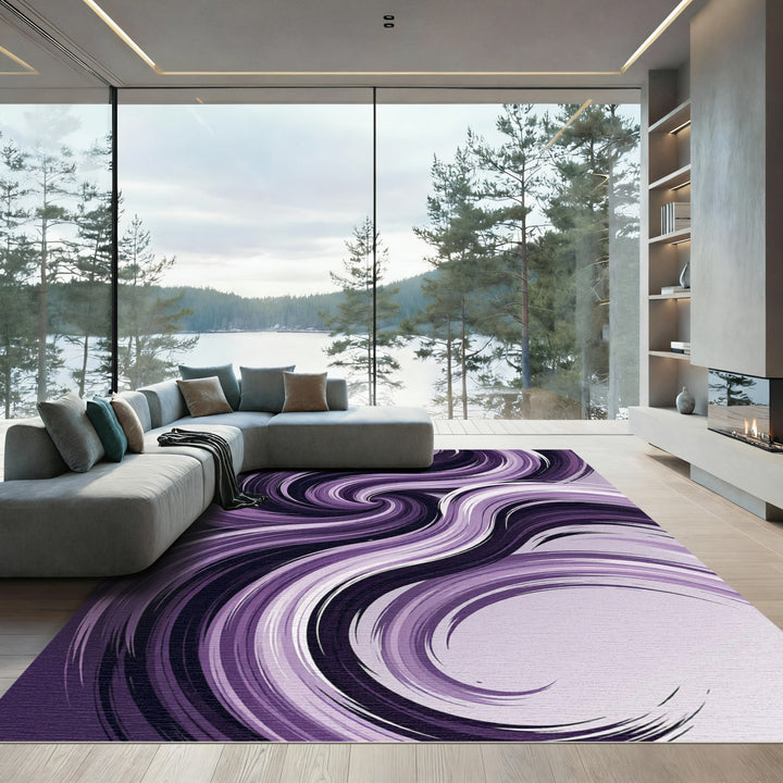 Vivid Swirl Purple Abstract Rug