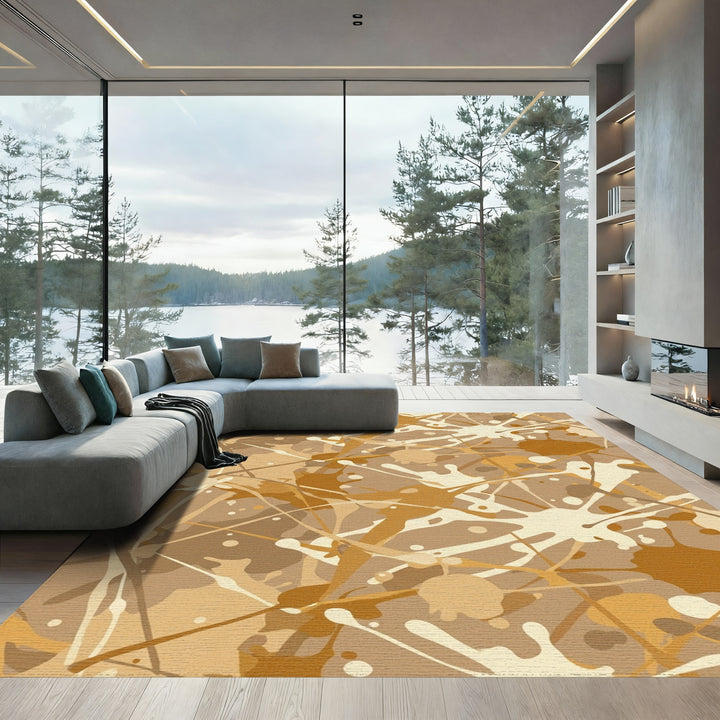 Earthy Tone Splatter Abstract Rug