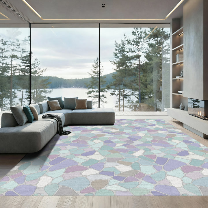 Pastel Stone Mosaic Texture Rug