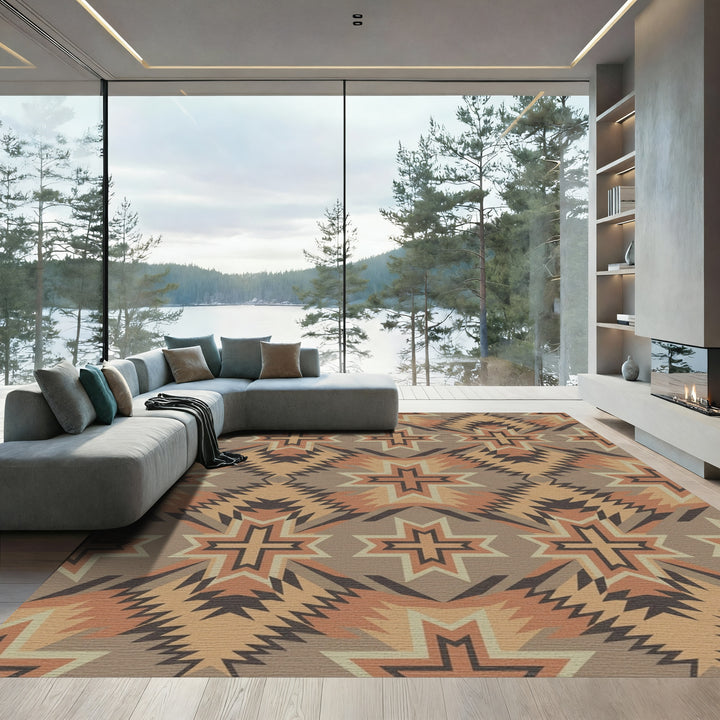 Earth Tones Geometric Sunburst Rug