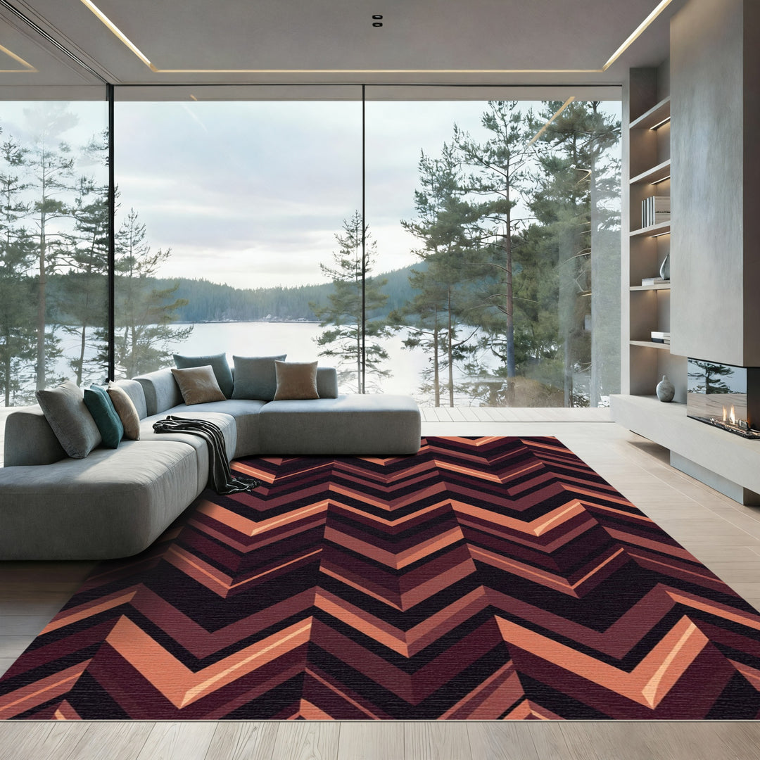 Chevron Terracotta Geometric Rug