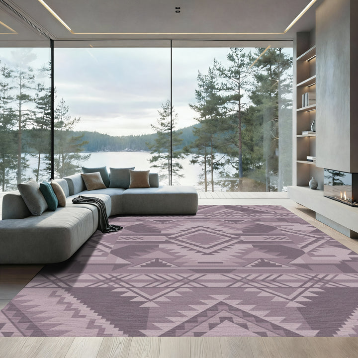 Mauve Geometric Diamond Step Rug
